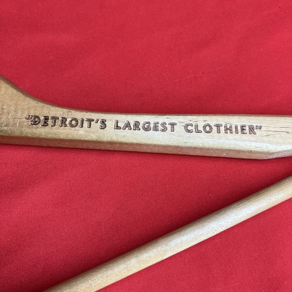 4 - Vintage Detroit MI Hanger / Hudson's / Hughes Hatcher /Wood Coat Jacket Suit